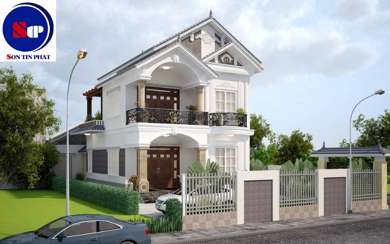 Nhà 2 tầng 1 tum mái Thái 3 phòng ngủ