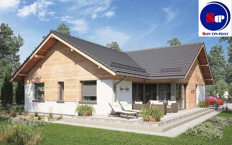 Nhà cấp 4 mái Thái chữ L có sân vườn