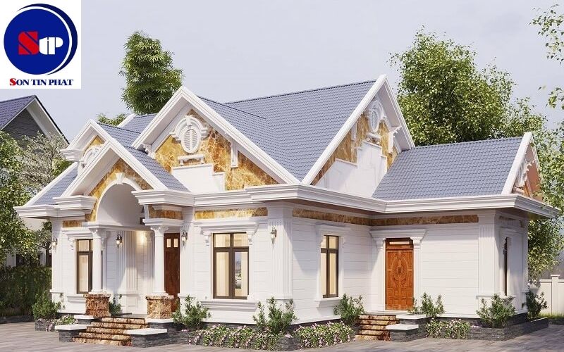 Nhà cấp 4 mái Thái chữ L tân cổ điển