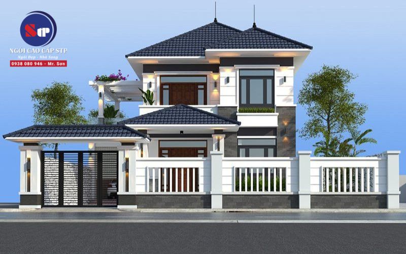 Nhà 2 tầng mái ngói Nhật