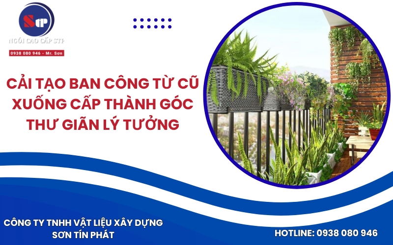 Cải tạo ban công từ cũ xuống cấp thành góc thư giãn