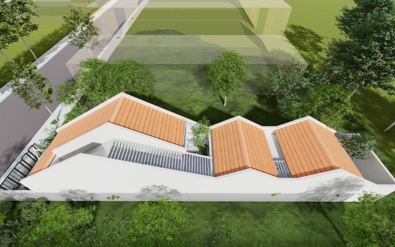 Mái nhà sau cao hơn nhà trước