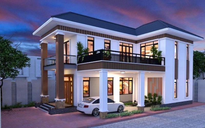 Cải tạo nhà 2 tầng chữ L ngói bitum