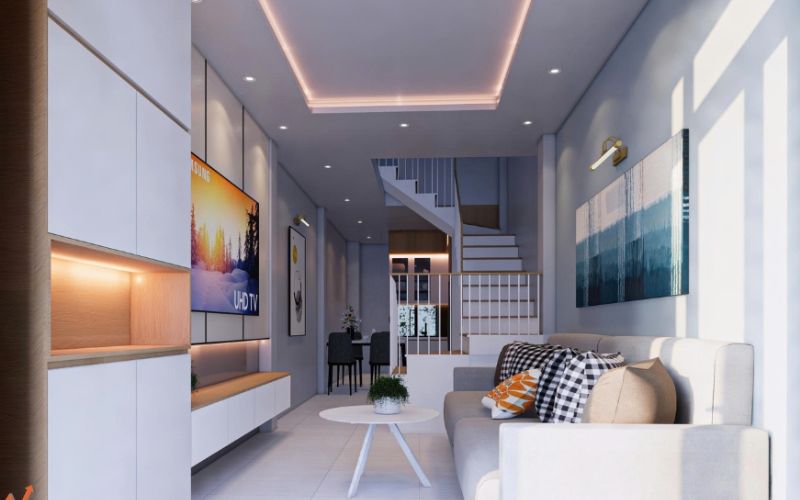 Cải tạo nhà 30m2 kết hợp kệ âm tường tiết kiệm diện tích
