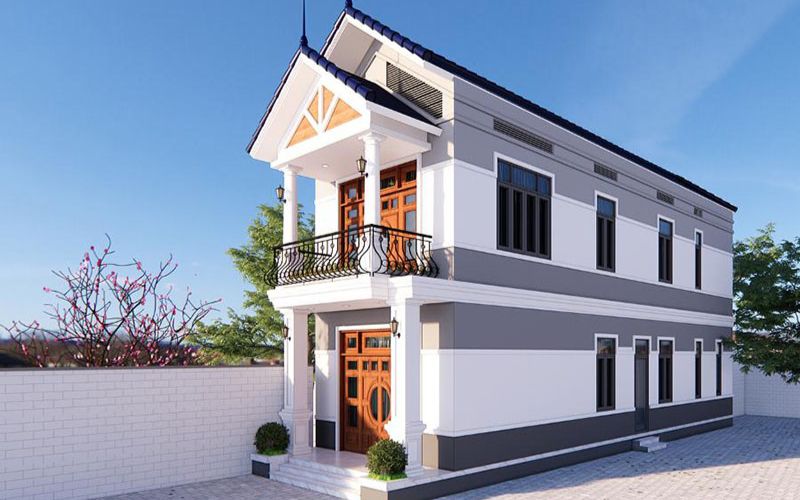 Mẫu xây nhà 1 trệt 1 lầu 300 triệu 3 phòng ngủ mái thái